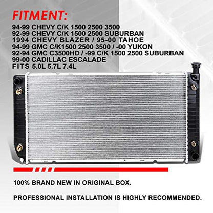 Auto Dynasty 1693 Radiator for 1992-2000 Chevy GMC C/K Suburban 3500HD - color: 92-00 C/K 5.0L 5.7L 7.4L