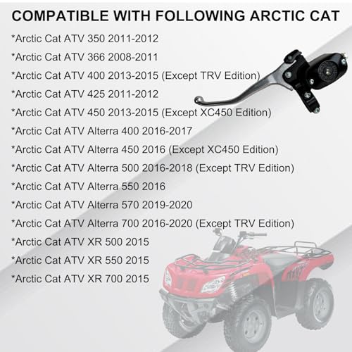 Left Front Hand Brake Master Cylinder Compatible with Arctic Cat ATV 350 366 400 425 450 Alterra 400 450 500 550 570 700 XR 500 550 700 Part # 3313-316