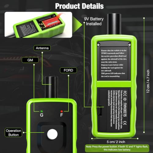 TPMS Relearn Tool for GM and Ford, 2IN1 TPMS Reset Tool with Battery - color: With Battery
