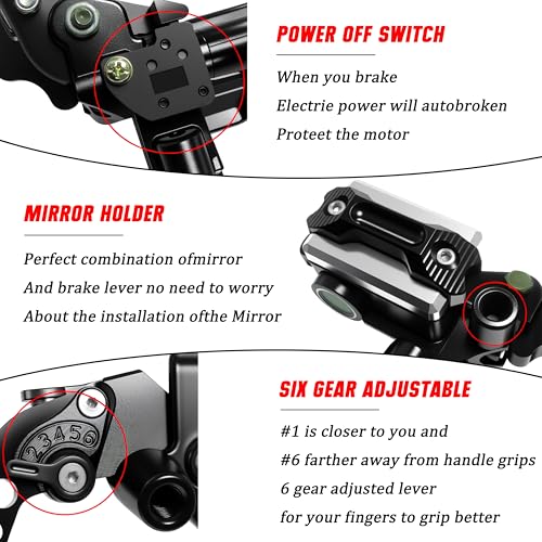 7/8" 22mm Motorcycle Brake Lever Handlebar Master Cylinder Clutch Levers Left & Right Set + Hand Grips + Handlebar Ends Set for Honda Kawasaki Suzuki Yamaha (Black) - color: Black