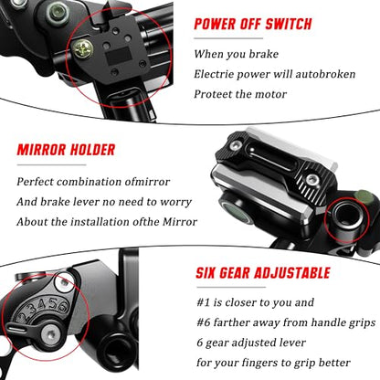 7/8" 22mm Motorcycle Brake Lever Handlebar Master Cylinder Clutch Levers Left & Right Set + Hand Grips + Handlebar Ends Set for Honda Kawasaki Suzuki Yamaha (Black) - color: Black