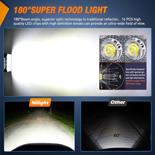 Nilight Ranger Backup Light 48W Flood Reverse Rear Lights Tractor LED Pod Lighting Plug and Play Kit Compatible with Polaris Ranger 1000 XP Crew 2018 2019 2020 2021 2022 2023 2024 - color: 48W Ranger Backup LED Light