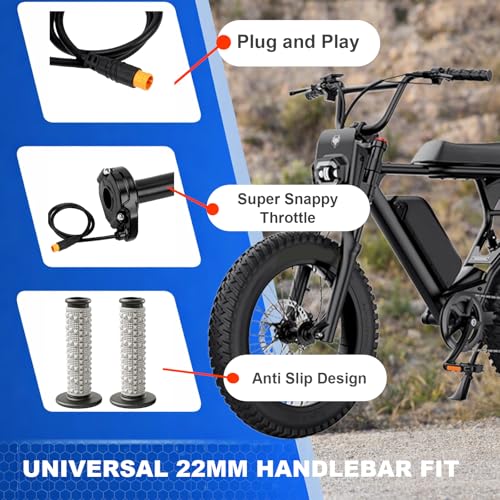 Ebike Full Twist Throttle for Macfox, 3 Pin Surron Style Throttle Grip Kit 12V-72V Compatible with Q-Life HappyRun Freego Heybike Tamobyke ESKUTE Electric Dirt Bike - color: Gray
