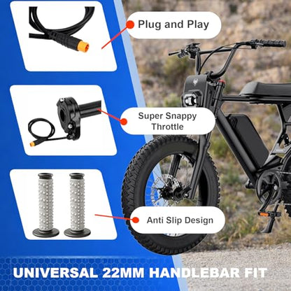 Ebike Full Twist Throttle for Macfox, 3 Pin Surron Style Throttle Grip Kit 12V-72V Compatible with Q-Life HappyRun Freego Heybike Tamobyke ESKUTE Electric Dirt Bike - color: Gray