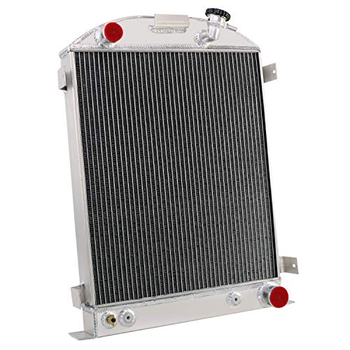 Radiator Compatible with 1930-1938 Ford Model A/B Chevy V8 Engine 2.2L 3.8L L4 V8, 4 Row Performance Aluminium Radiator - size: 4-Row AA5052 Aluminum