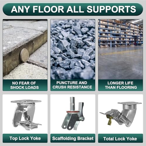 6" x 2" Industrial Casters, Steel Cast Iron Wheel - Heavy Duty Caster -Set of 4 Caster with 5000 lbs Capacity, Roller Bearing-1/2" Bore, Replacement Wheel for Platform Trucks(4 Pack) - style: 6"×2"