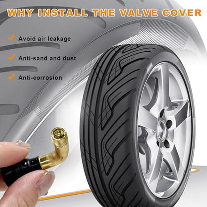 2 PCS PVR60/PVR70 Valve Stems, 90° Bent Brass Tire Valve Stem with Snap-in Rubber Base, Angled Tyre Nozzle Core Compatible with Most Tubeless Tire Rims on Motorcycle Scooter ATV