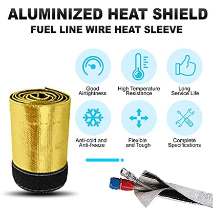 Heat Shroud Sleeving Exhaust Heat Shield Fuel line Wire Heat Sleeve Hose Heat wrap for Ultimate Hi-Temp Protection with 10PCS Metal Zip Ties (Golden 3/4''I.D. x 3FT) - color: gold, size: 3/4''I.D. x 3FT
