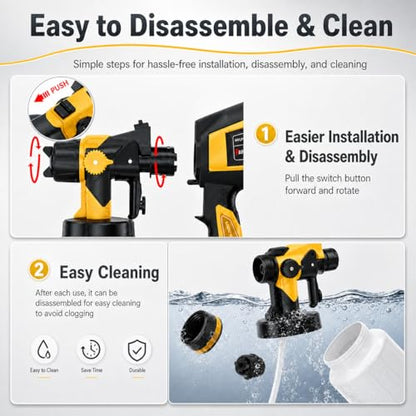 1000W Paint Sprayer - HVLP Electric Spray Paint Gun with 4 Copper Nozzles & 3 Patterns, Power Painter for House Painting, Furniture, Cabinets, Fence, DIY Black - color: Bright Black