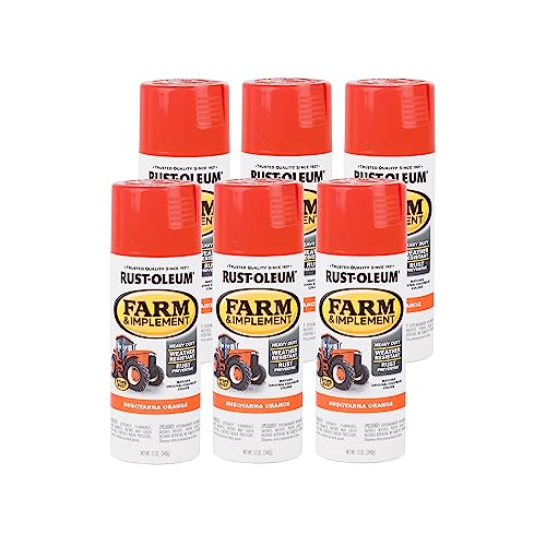 Rust-Oleum Farm & Implement Husqvarna Orange Spray Paint - color: Husqvarna Orange, size: 12 Ounce (Pack of 6)