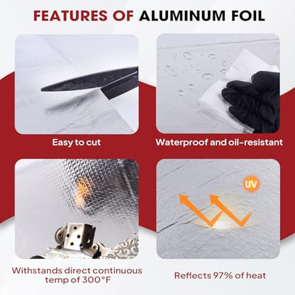 Heat Shield Aluminum Foil Faced Mat 2300℉ Ceramic Fiber Barrier Insulation Thermal Shield Material Sheet Protection from High Temperature (None-Adheisive, 190mil-168" x 24") - size: 190mil-168" x 24", style: None-Backing Paper