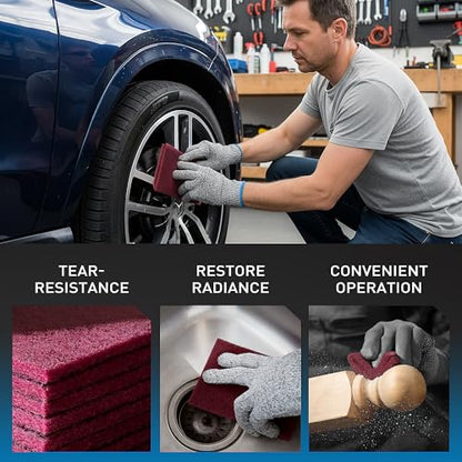 S SATC 6" x 9" Maroon General Purpose Scuff Pads,10 Pack Automotive Pads for Scuffing,Scouring,Sanding,Paint Primer Prep Adhesion Scratch for Automotive Restoration,Handicrafts - color: Maroon