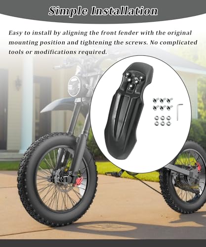 E-Bike Front Fender with Screw Kit Waterproof (Black) - color: Black