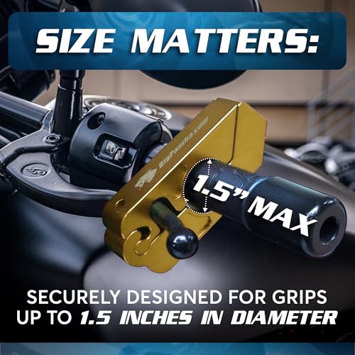 Motorcycle Grip Lock - Heavy Duty Brake/Handlebar/Throttle Security for Bikes, Scooters, Mopeds, or ATVs in Under 5 Seconds! - Anti-Theft W/Free Holster (Gold)