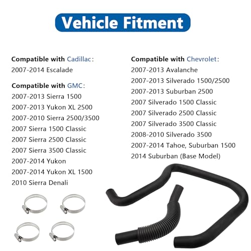 Engine Upper and Lower Radiator Coolant Hose Kit Compatible with 2007-2014 Chevy Silverado Suburban Tahoe Avalanche GMC Sierra Yukon Cadillac Escalade, 22827731 22827735