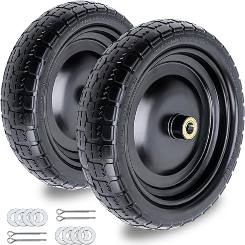 13" Flat Free Wheels, 4.00-6 Tire Flat Free 2-Pack with 3/4" Bearings 2.1" Offset Hub for Gorilla Cart, Wheelbarrow, Garden Cart, Trolleys, Hand Trucks & Yard Trailers - size: 13in-3/4in