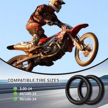 2 Pack 90/100-14" 3.00-14 inch Heavy Rear Inner Tube, 14 Inch Tire - size: 90/100-14 (2 Pack)