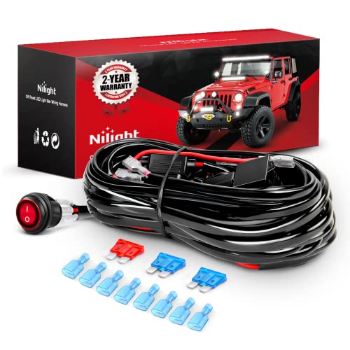 Nilight Led Light Bar Wiring Harness Kit 16AWG 12V On Off Waterproof Switch Power Relay Blade Fuse-4 Leads - color: 16AWG Wiring Harness-4 Leads