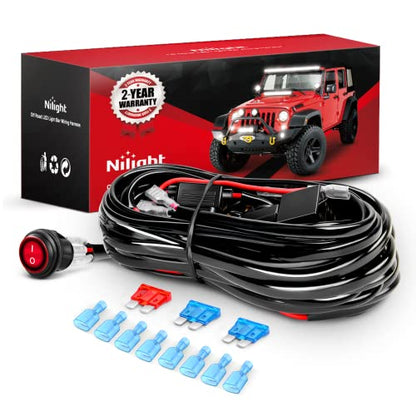 Nilight Led Light Bar Wiring Harness Kit 16AWG 12V On Off Waterproof Switch Power Relay Blade Fuse-4 Leads - color: 16AWG Wiring Harness-4 Leads