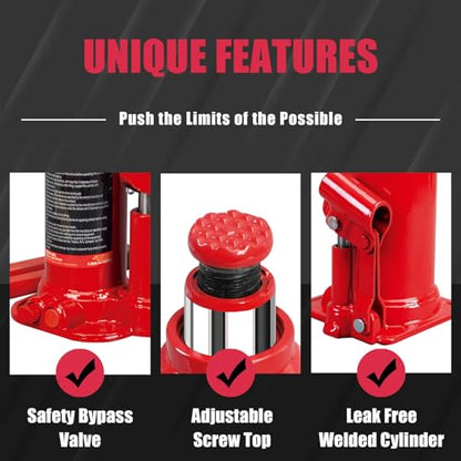 BIG RED 4 Ton (8,000 LBs) Capacity Hydraulic Welded Bottle Jack, TAM90403B - size: 4 Ton (8,000 LBs), style: Welded Bottle Jack