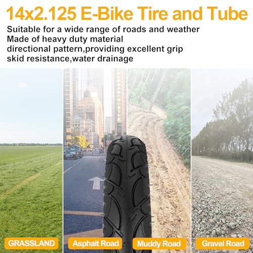 14x2.125 54-254 E-Bike Tire and Tube Set for E-Scooter, Kids Bike- 1 Pack - color: 1 PACK