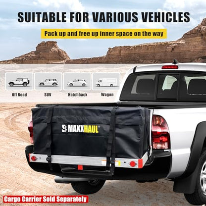 MaxxHaul Soft Shell Cargo Carrier Bag for Hitch Mount Cargo Rack, Heavy Duty Water Resistant, 47 x 20 x 20 Inch, Black with Tie Down Straps (70209) - style: Cargo Carrier Bag