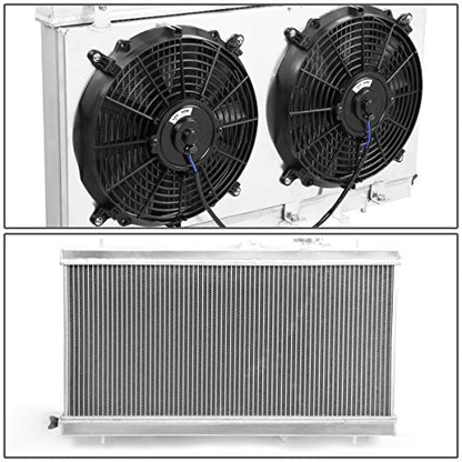 Auto Dynasty 2-Row Aluminum Radiator Compatible with Subaru Impreza, WRX, STI 2002 2003 2004 2005 2006 2007 2.0L 2.5L with 12V Fan Shroud