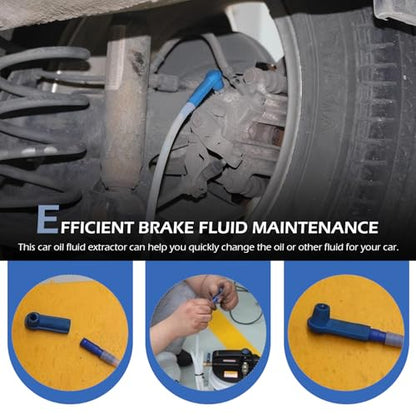 3.93Ft Brake Fluid Bleeder Hose, Silicone Clear Brake Bleeder Hose, Car Oil Fluid Extractor with Adapter, Universal Oil Change Hose Replacement, for Auto, Motorcycle Braking System Repair