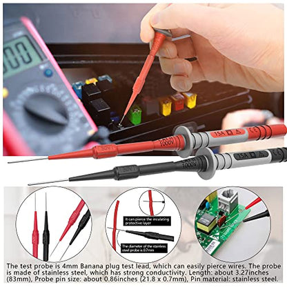 HANDSKIT Multimeter Test Leads, 4mm Banana Plug Leads with Alligator Clips