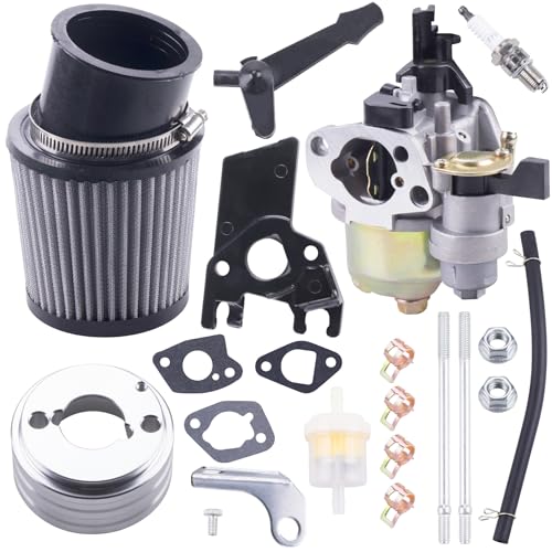 High Performance Upgraded Carburetor Air Filter adapter Intake Spark Plug Kit fit for Predator 212cc 6.5 Hp Honda Gx160 Gx200 196cc Coleman CT200U Trail CT100U Mini Bike Go Kart Racing (Silver) - color: silver, size: With carburetor