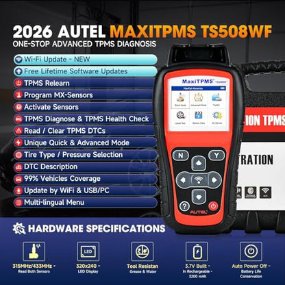 Autel MaxiTPMS TS508WF TPMS Relearn Tool, Activate/Diagnosis All Sensors