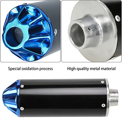 GREHUA 28mm Exhaust Muffler Assembly Compatible with 125cc 110cc 90cc 70cc SSR110 SSR125 CRF50 CRF70 XR50 Taotao DB10 DB14 Baja Xpro Apollo Rocketa TTR SDG Coolster Pit Dirt Bike Parts with Heat Wrap - color: blue