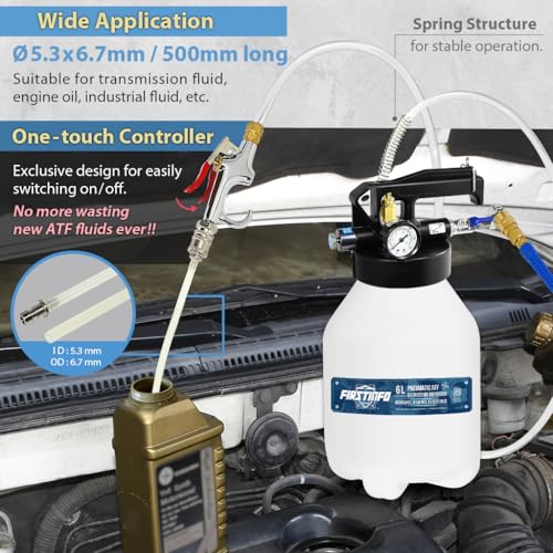 FIRSTINFO 6L Pneumatic ATF Refill Pump with 14 Filler Adapters - size: 6 Liter w/14pcs Adapter
