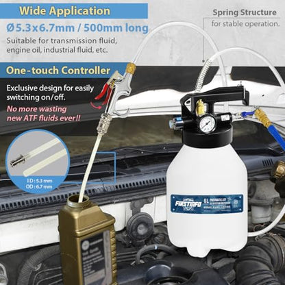FIRSTINFO 6L Pneumatic ATF Refill Pump with 14 Filler Adapters - size: 6 Liter w/14pcs Adapter