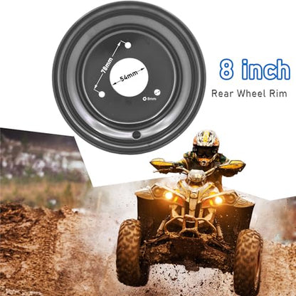 8" Rear Wheel Rim with 3 Holes Fits for Most ATV Go Kart Off-Road Dirt Pit Bike Quad Dirt Bikes Street Bikes (Rear-Black) - size: 8" wheel rim-rear