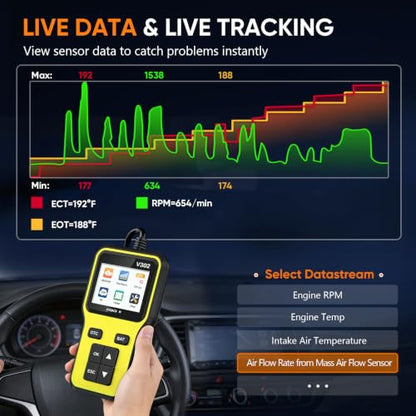 Professional OBD2 Scanner, Enhanced Check Engine Code Reader - color: Yellow