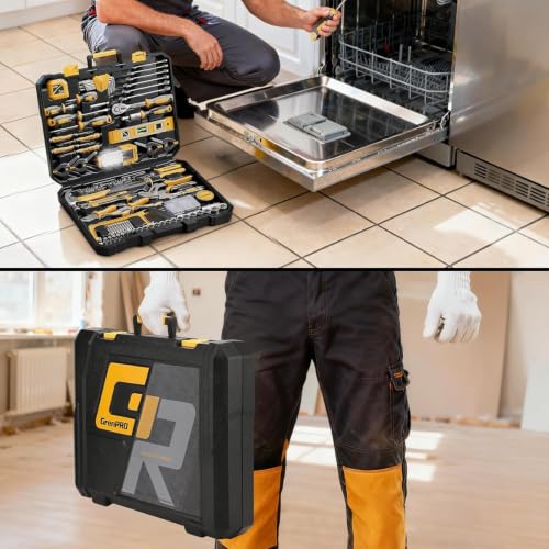 GRENPRO 239PCS Tool Set Tool Box Multi Car Mechanic Tool Kit for Home - style: Yellow Hand Tool Set 239PC