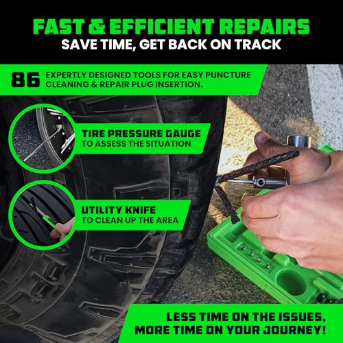 Rhino USA Tire Repair Kit (86-Piece) - Heavy Duty Tire Plug Kit - size: 86 Piece Set