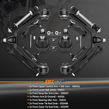 12pc Front Upper Control Arm kit Chevy Silverado 1500 1999-2006, Suburban Tahoe 2000-2006, Avalanche 2002-2006; GMC Sierra Yukon XL Cadillac Escalade ESV EXT - Front End Suspension kit - color: BCCAK1022FBA