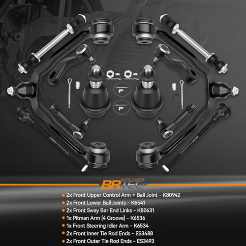 12pc Front Upper Control Arm kit Chevy Silverado 1500 1999-2006, Suburban Tahoe 2000-2006, Avalanche 2002-2006; GMC Sierra Yukon XL Cadillac Escalade ESV EXT - Front End Suspension kit - color: BCCAK1022FBA