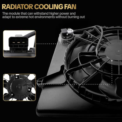621-477 AC Condenser Cooling Radiator Fan Assembly Fits for Fits for Sonata 2011-2013 L4 2.4L; for Optima 2012-2013 L4 2.4L