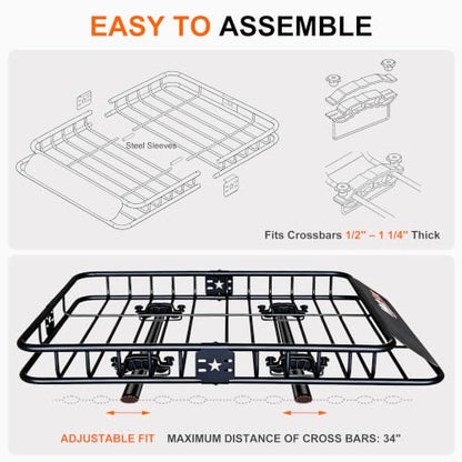 Roof Mount Cargo Carrier Basket & 15 Cu Ft. Waterproof Cargo Bag - size: 15 Cubic feet