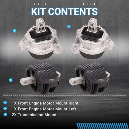 Front & Rear Engine Mount Kit Motor Mount for BMW 2010-2011 528i 2011-2012 740i 740Li - size: For BMW 523i 535i GT 530i 640i GC 730Li 740Li