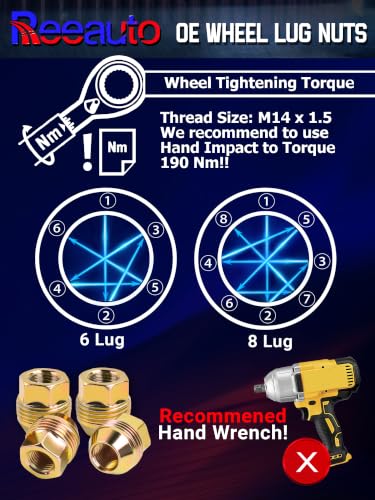 Set of 24 M14x1.5 Wheel Lug Nuts 14mmx1.5 Studs with 5/6 Lug - size: Pack of 24