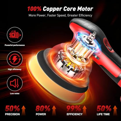 6 Inch Cordless Car Buffer Polisher With 2×4000mAh Batteries - size: 6.02 Inch