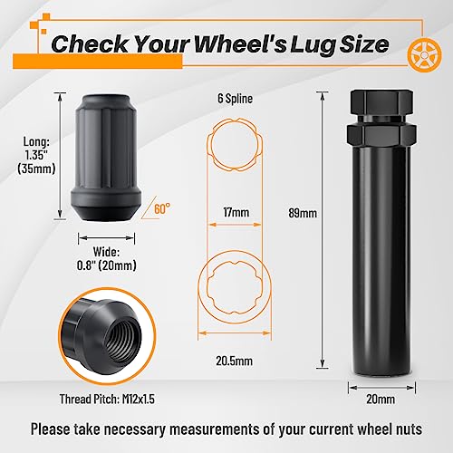 MIKKUPPA M12x1.5 Lug Nuts, Replacement for Honda Chevy Aftermarket Wheel - color: Matte Black