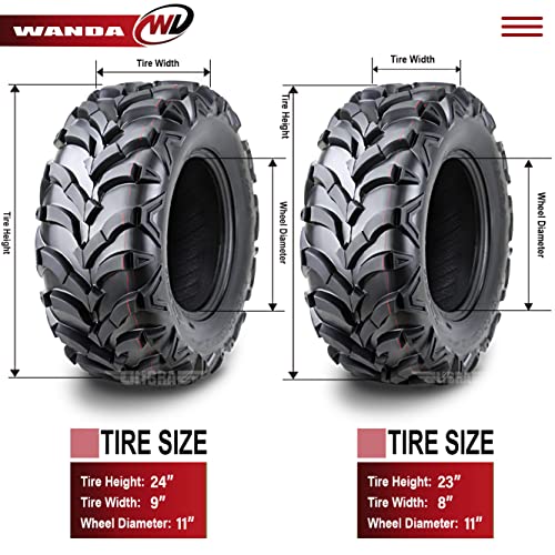 WANDA Set 4 ATV/UTV Tires 23x8-11 Front & 24x9-11 Rear 6PR P341-10147/10153 - size: 23X8-11&24X9-11