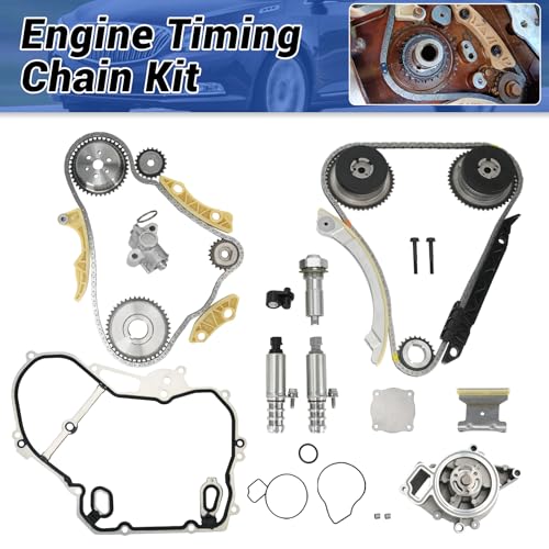 2.4 Ecotec Timing Chain Kit Water Pump VCT Solenoid Actuator Gear Compatible with 2009-2017 Chevy Equinox Malibu Cobalt Impala HHR, GMC Terrain, Buick Lacrosse Regal Verano 2.2L 2.4L Replace 9-4201S - size: 9-4201S w/Water Pump