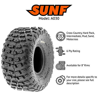 [Set of 2] SunF 22x10-8 22x10x8 ATV UTV A/T Knobby Race Replacement 6 PR Tubeless Tire A030