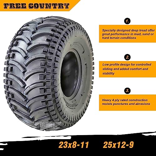 Free Country ATV Tires 23x8-11 23x8x11 & 25x12-9 25x12x19-10348/10408 - size: 23X8-11 & 25X12-9